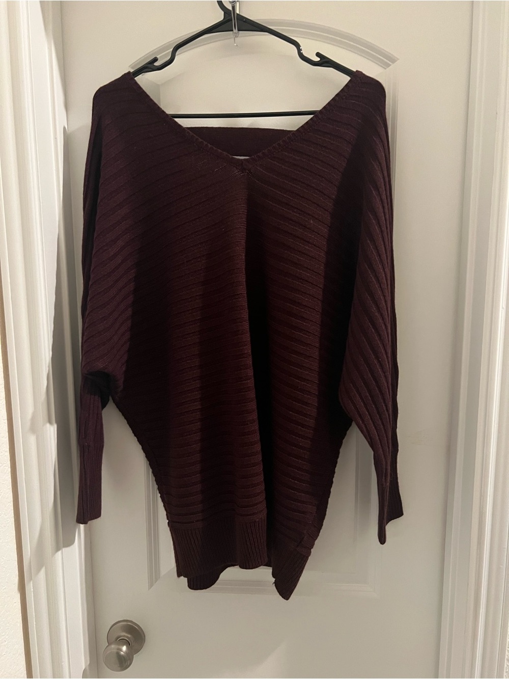 Sohо New York & Company Jeans S Burgundy Ribbed Knit Sweater Tunic